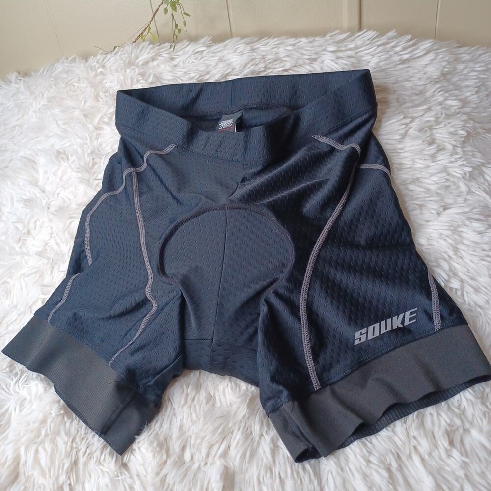 Souke Shorts Cycling Adult M Black Blue Padded Nylon Spandex Blended